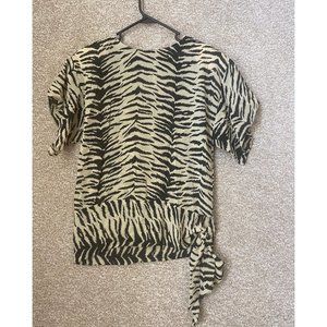 Vintage Frances Henaghan Lord + Taylor Women’s Animal Print Blouse Top Tie Waist